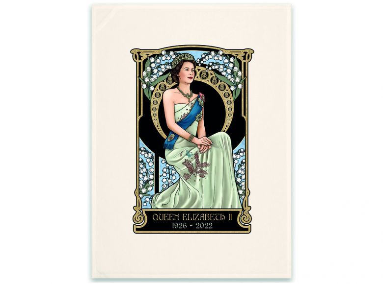 Queen Elizabeth II Art Nouveau Queen Elizabeth II Natural Tea Towel