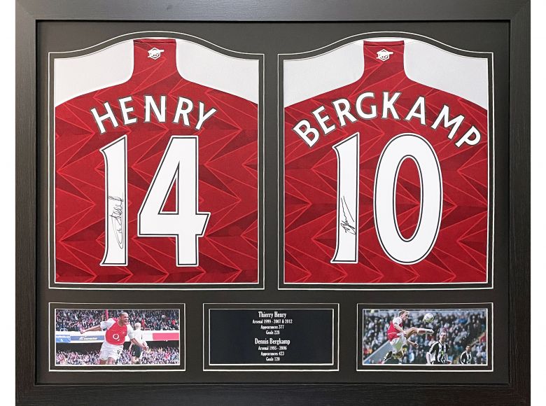 Arsenal FC Henry and Bergkamp Signed Framed Shirts