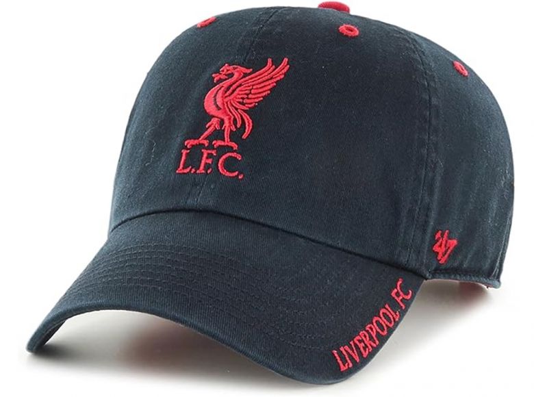 Liverpool 47 Brand Clean Up Relaxed Fit Baseball Cap Black Red