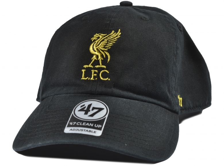 Liverpool 47 Brand Clean Up Relaxed Fit Cap Liverbird Crest Black Metallic