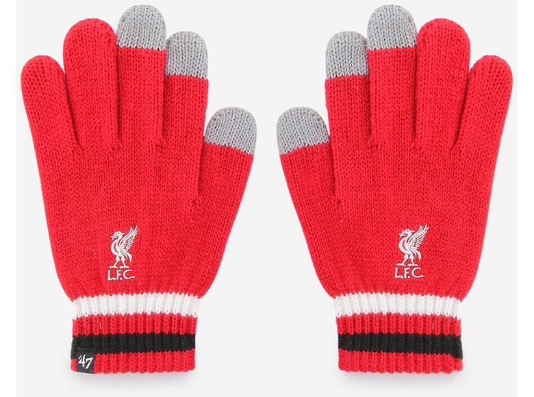 Liverpool 47 Brand Knitted Touchscreen Gloves Red White Black