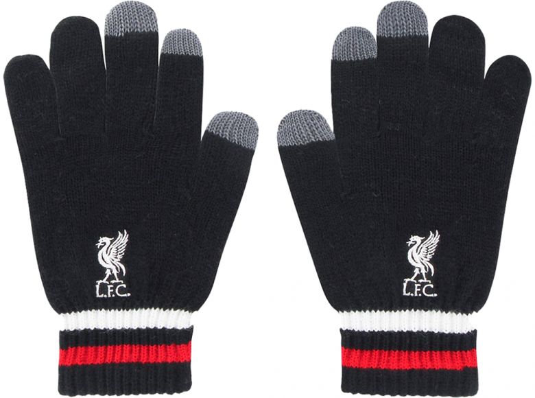 Liverpool 47 Brand Knitted Youths Gloves Black White Red
