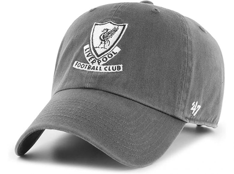 Liverpool 47 Brand Relaxed Fit Clean Up Baseball Cap Retro Crest Grey