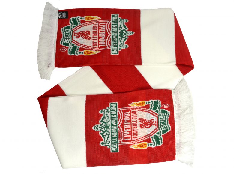 Liverpool Jacquard Knit Bar Scarf Red White