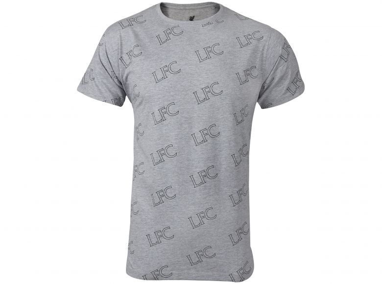 Liverpool T Shirt Grey Multi Logo LIVE1CC16