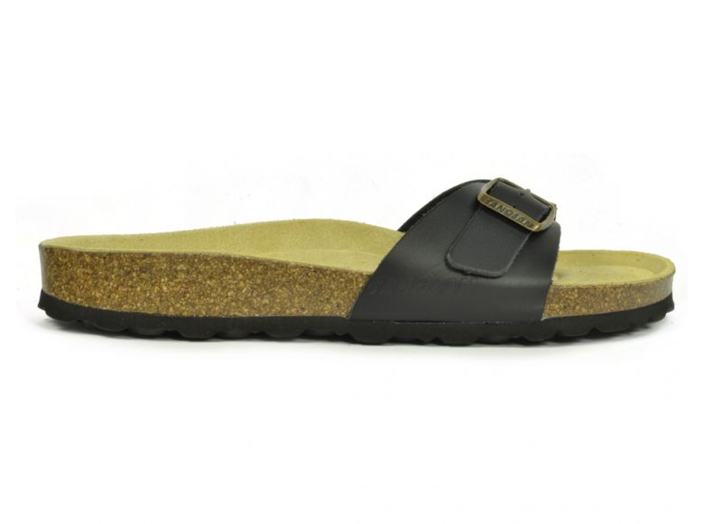 Sanosan Malaga Leather Black Womens Designer Mule Sandals