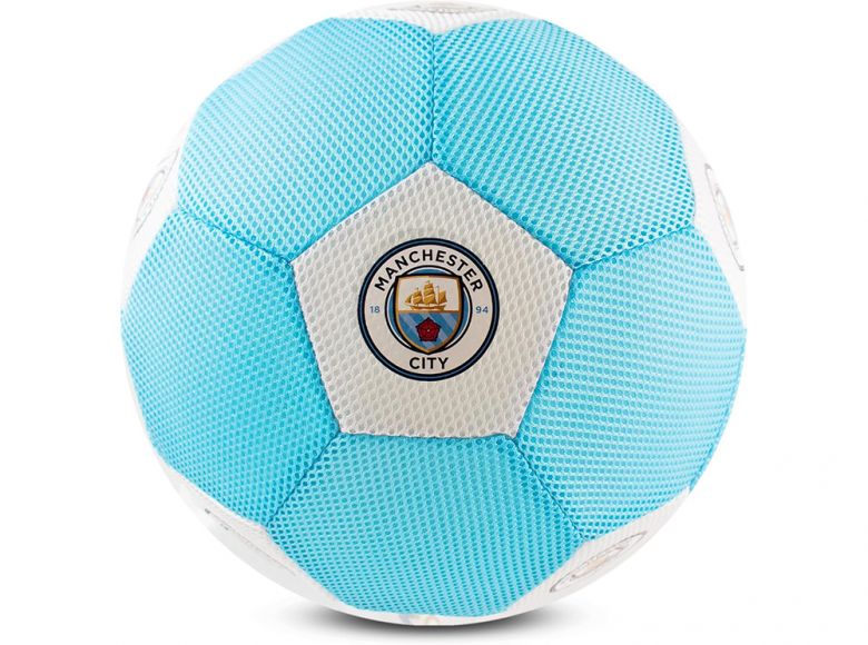 Man City 14 Inch Mesh Play Ball White Sky Blue