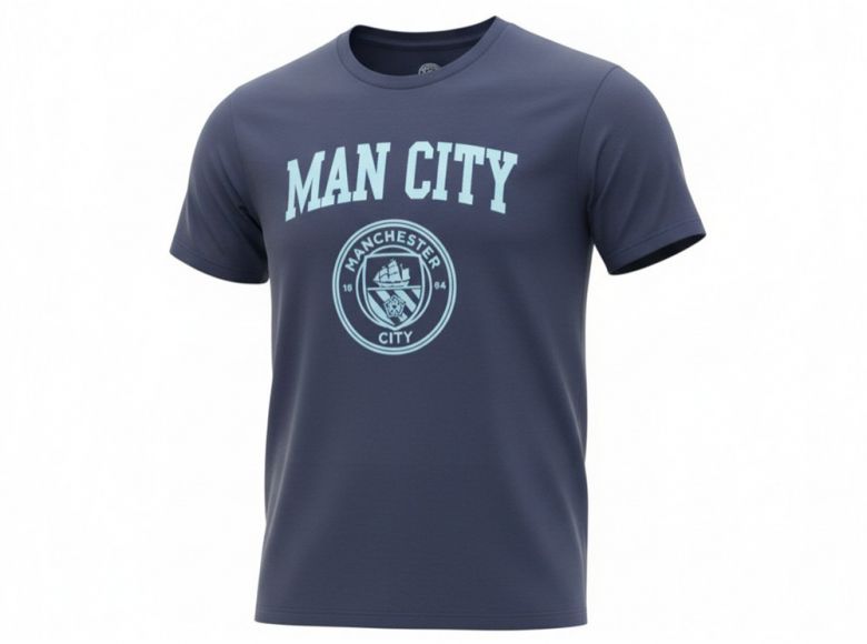 Man City Crest T Shirt Navy Adults