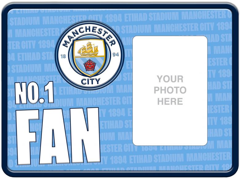 Man City FC Embossed Metal No 1 Photo Frame Sign