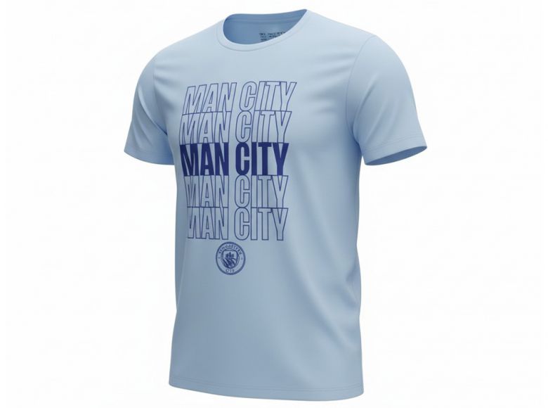 Man City Logo T Shirt Sky Blue Adults