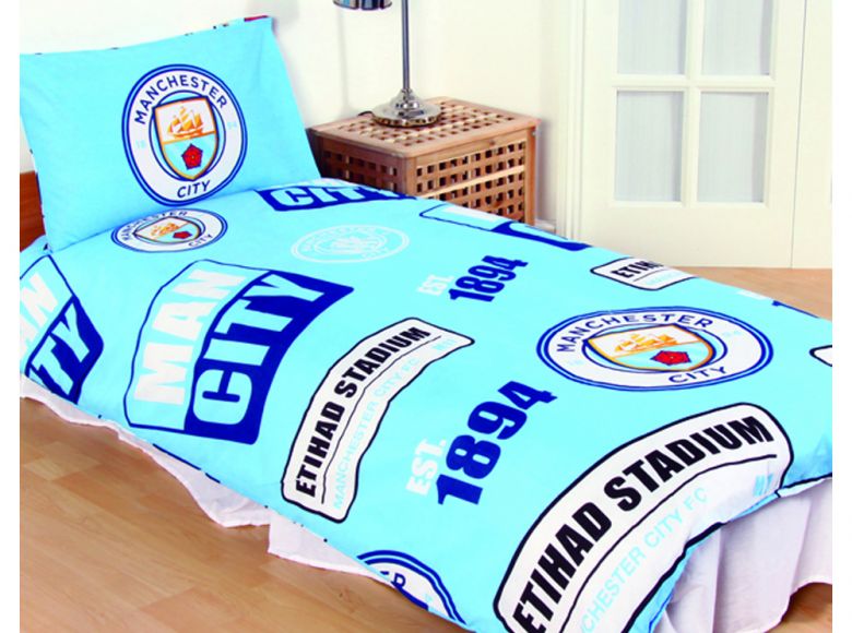 Man City Patch Single Duvet and Pillow Case Set