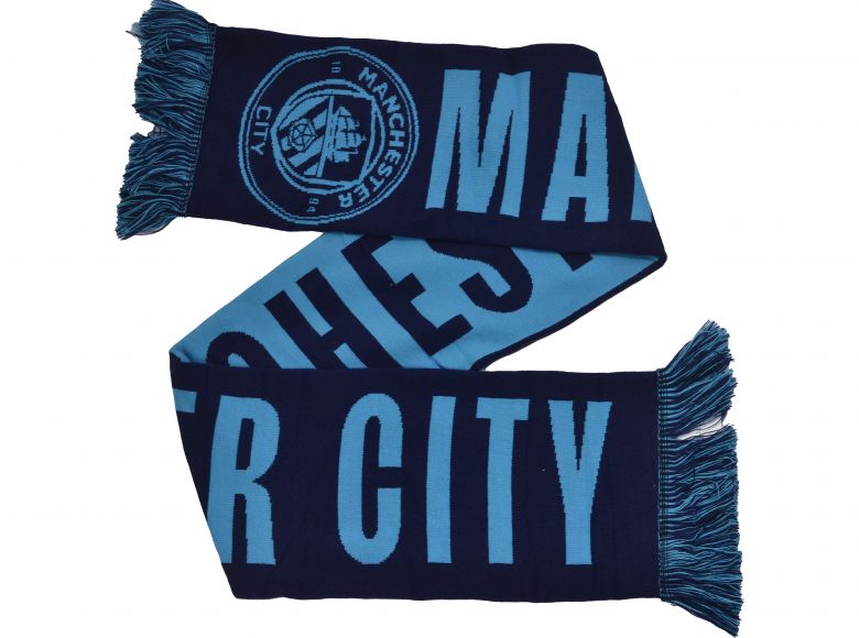 Man City Reverse Wordmark Jaquard Knit Scarf