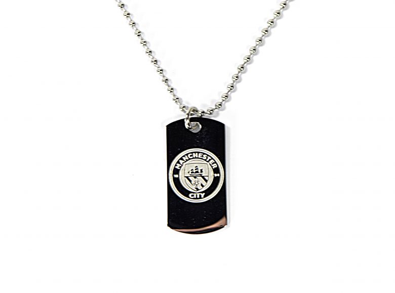 Man City Stainless Steel Engraved Crest Dog Tag and Chain