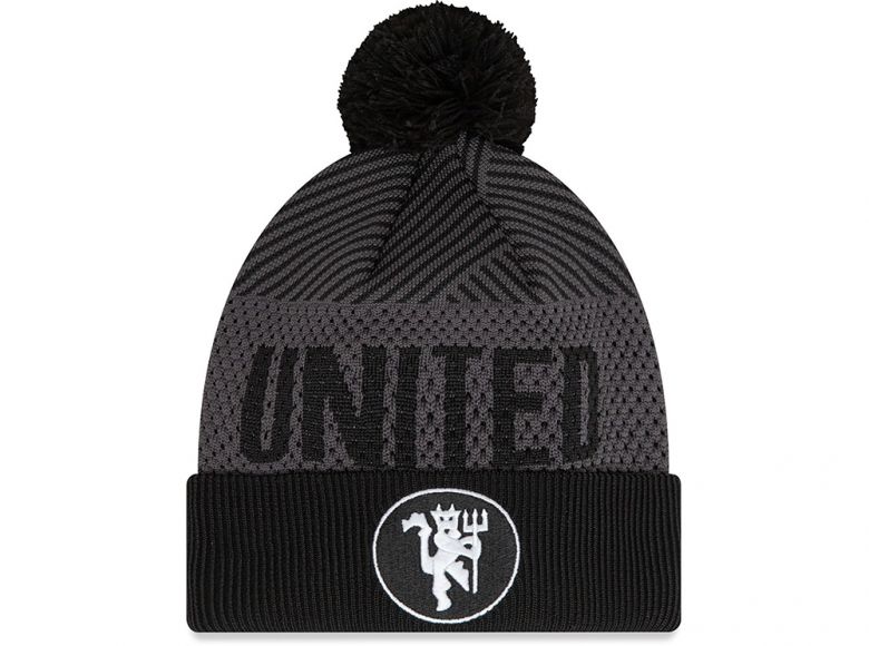 New Era Man UTD FC Engineered Black Grey Cuff Knit Beanie Hat