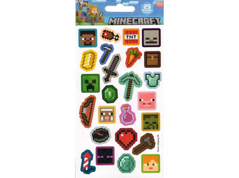 Minecraft Pack of 25 Reusable Stickers