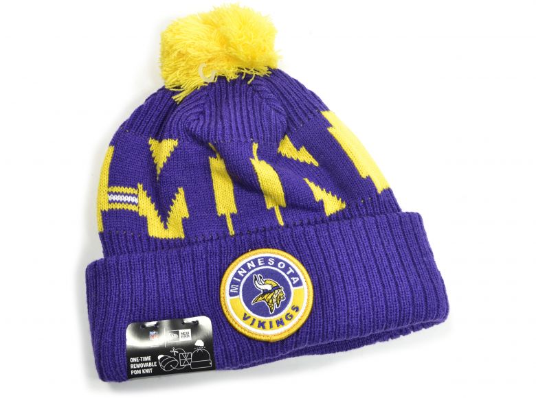 New Era Minnestota Vikings On Field NFL Knitted Bobble Hat