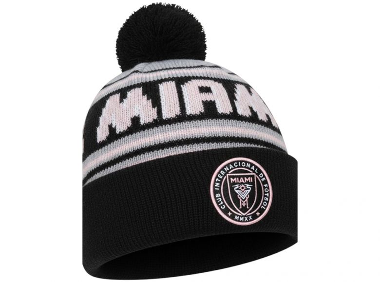 New Era Inter Miami CF Black Bobble Knit Beanie Hat