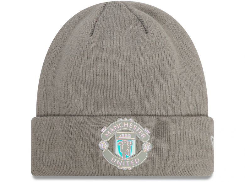 New Era Man UTD Iridescent Cuff Knit Beanie Hat Grey