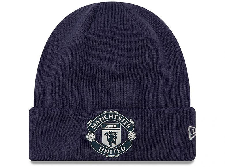 New Era Man UTD Rubber Woven Navy Cuff Knit Beanie Hat