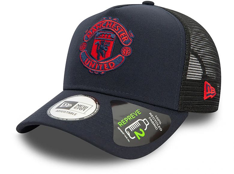 New Era Man UTD Seasonal Repreve Navy 9FORTY E Frame Adjustable Trucker Cap