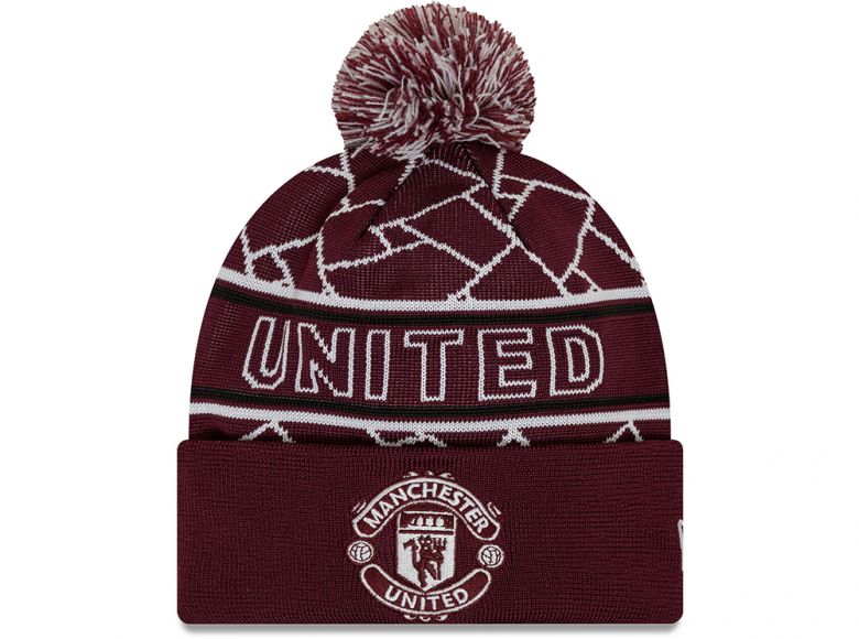 New Era Man UTD Sport Beanie Hat Bobble Plumb