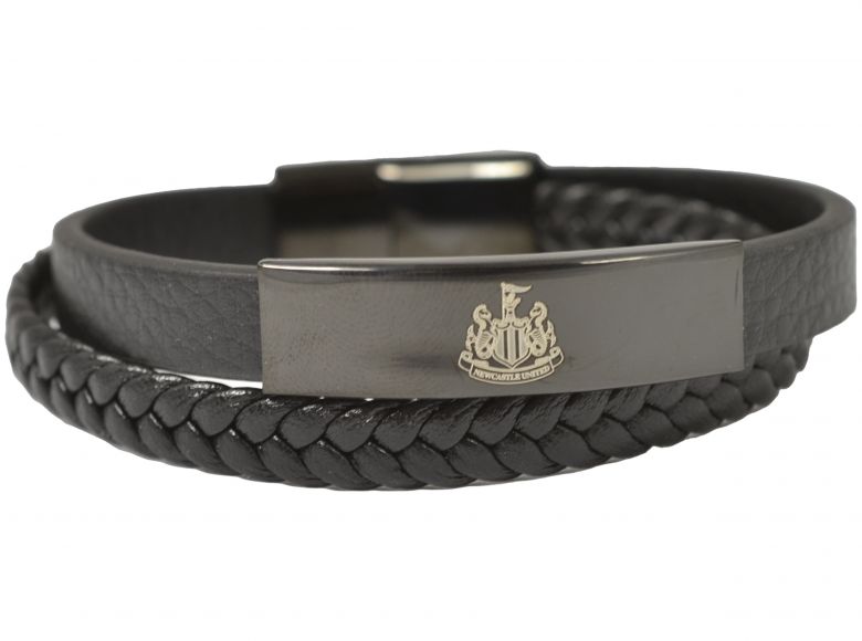 Newcastle United Black Leather Bracelet