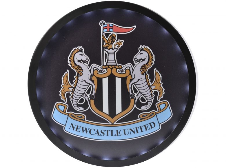 Newcastle United Round Metal Sign With LEDS