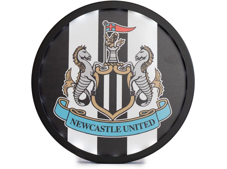 Newcastle United Round Metal Sign With LEDS Stripes
