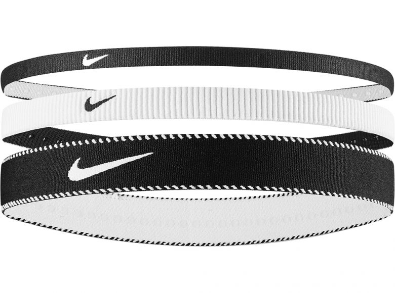 Nike Flex Classic Headbands Mixed Width 3 Pk Black White Black