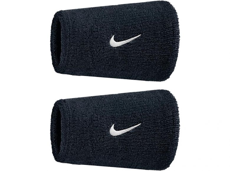 Nike Swoosh Classic Doublewide Wristbands 2pk Black White