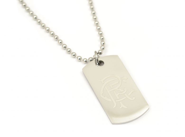 Rangers Stainless Steel Engraved Crest Dog Tag and Chain