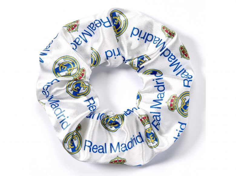 Real Madrid Crest and Cannon Hair Scrunchie Blue White
