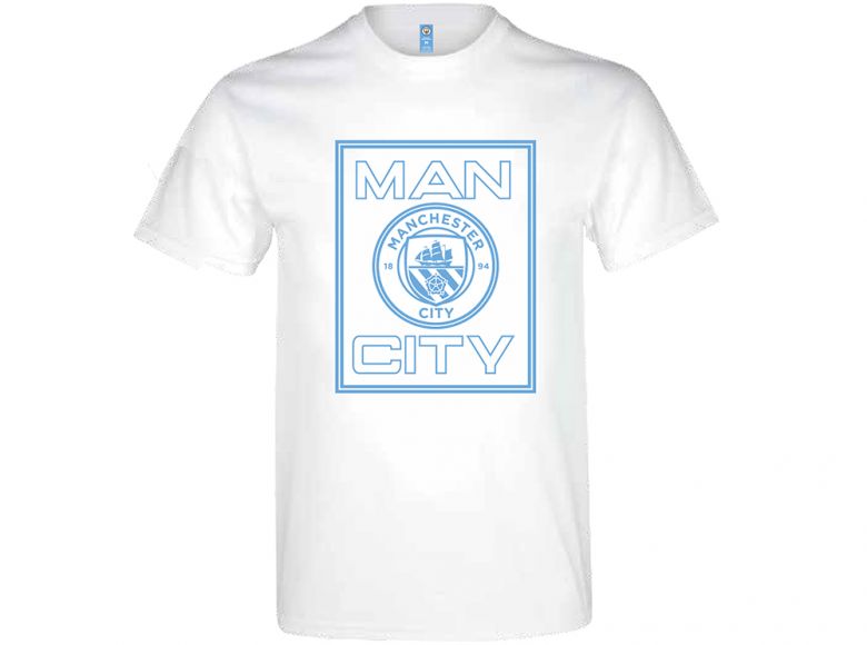 Man City Logo T Shirt White Adults