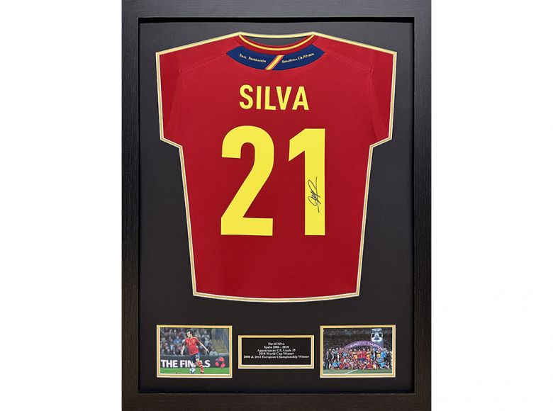 Spain David Silva Signed Framed Football Shirt