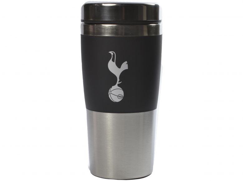 Spurs Executive Handleless Metallic Travel Mug Black Silver