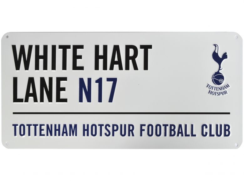 Spurs Metal White Street Sign