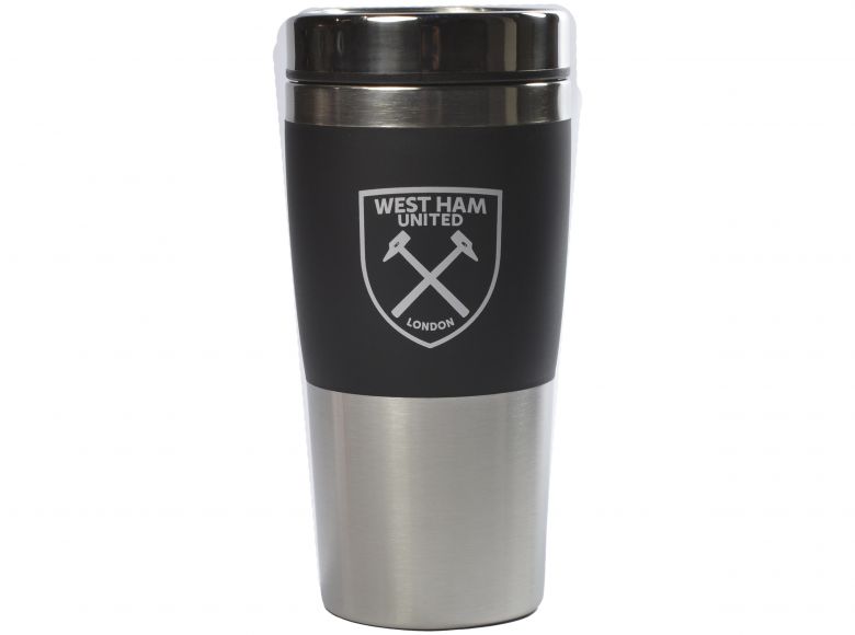 West Ham Executive Handleless Metallic Travel Mug Black Silver
