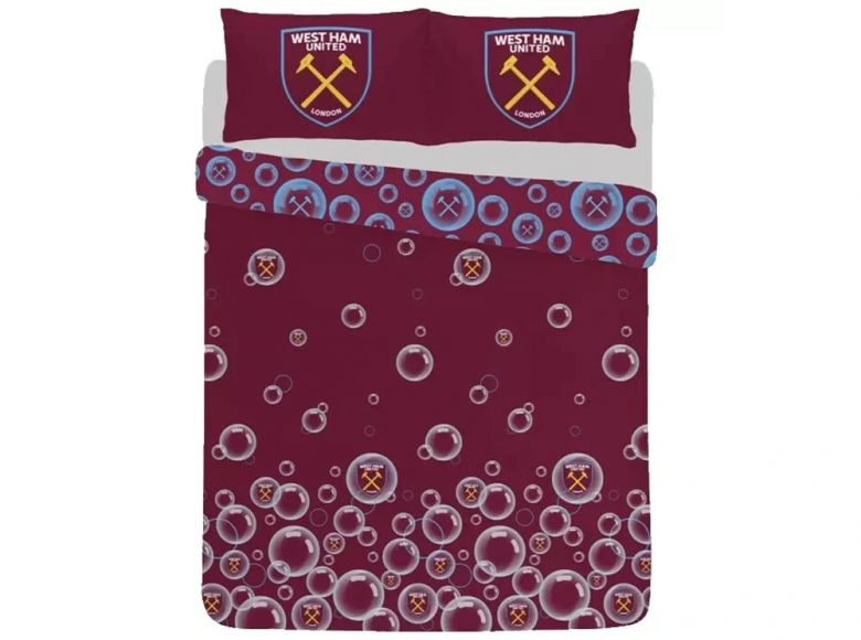 West Ham Forever Blowing Bubbles Double Duvet and Pillow Case Set Reversible