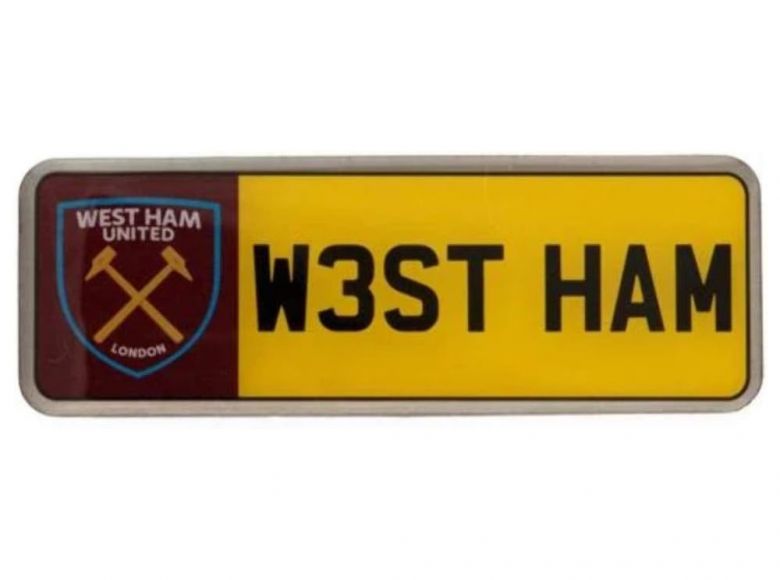 West Ham License Plate Pin Badge