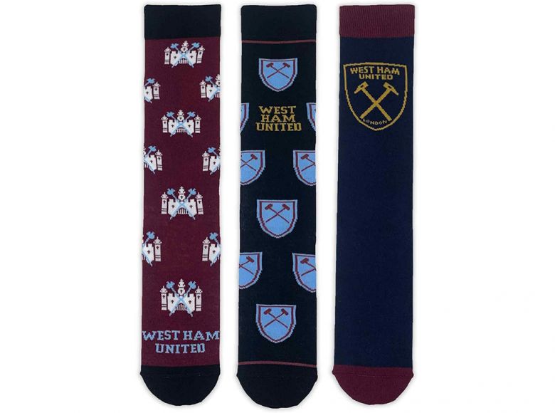 West Ham United Three Pack Dress Socks 6 to 11 UK