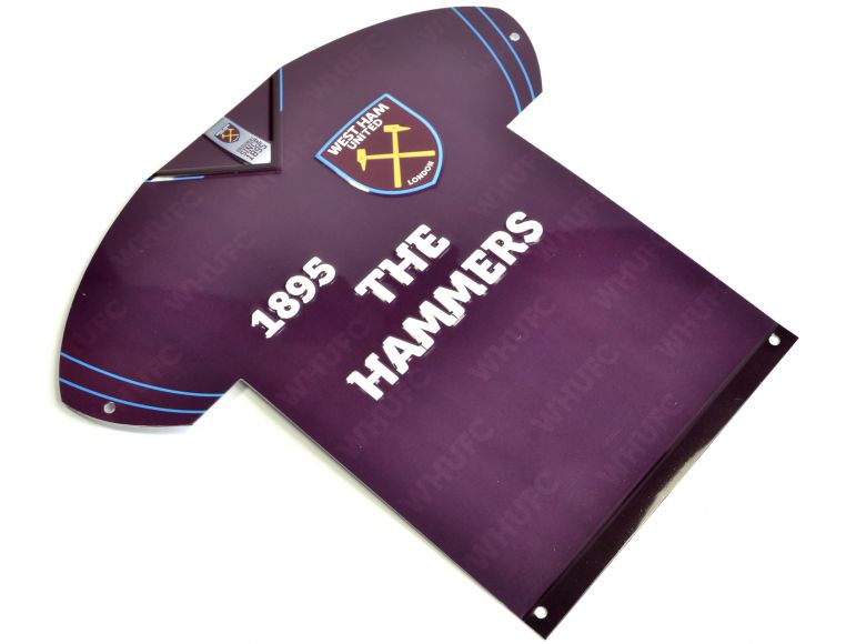 West Ham Shirt Shaped Metal Sign