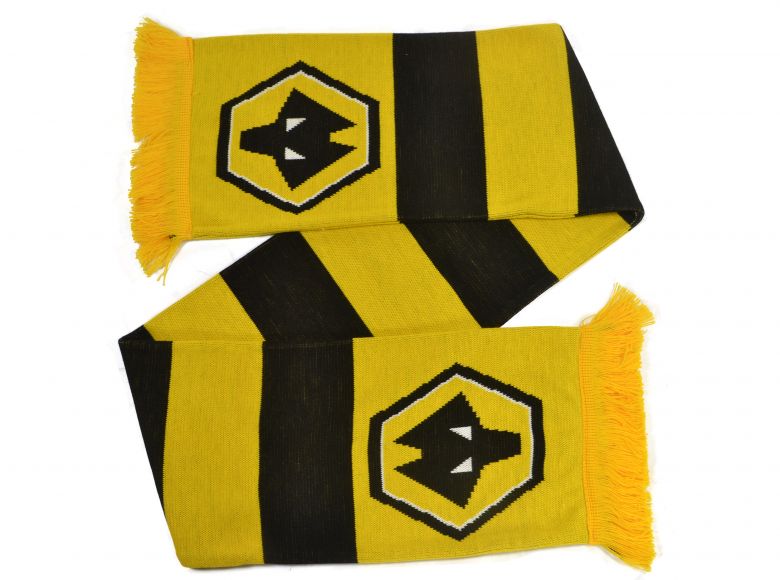 Wolves Bar Scarf Jacquard Knit Scarf Black Yellow