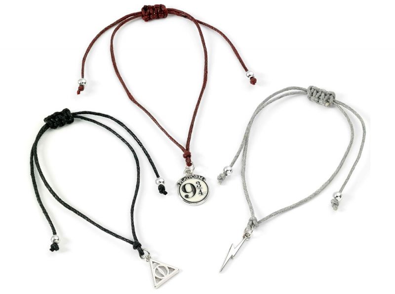 Harry Potter Platform 9 Quarters Lightning Bolt and Deathly Hallows Friendship Bracelet Set