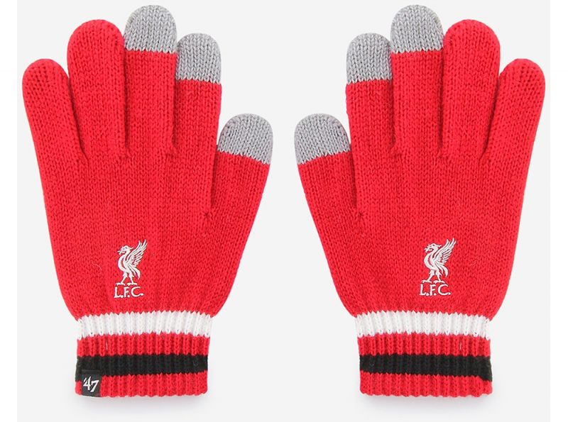 Liverpool 47 Brand Knitted Touchscreen Gloves Red White Black