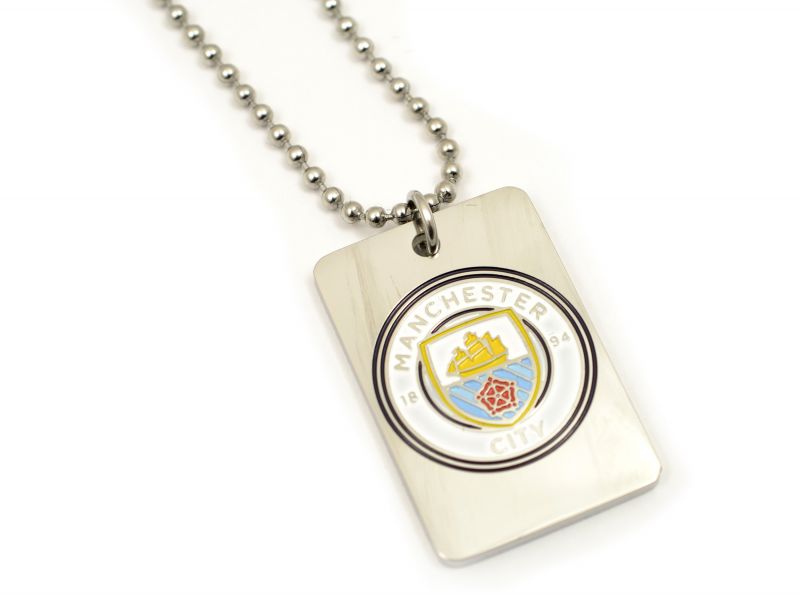 Man City Enamel Crest Dog Tag and Chain