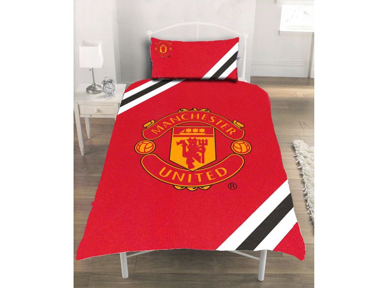 Man UTD Core Stripe Single Duvet and Pillow Case Set