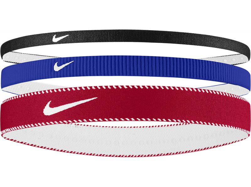 Nike Flex Classic Headbands Mixed Width 3 Pk Game Royal University Red White