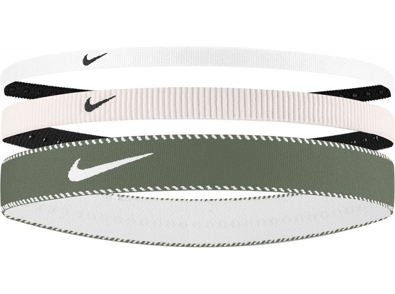 Nike Flex Classic Headbands Mixed Width 3 Pk Light Soft Pink Light Army White