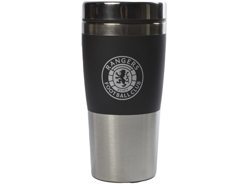 Rangers FC Executive Handleless Metallic Travel Mug Black Silver