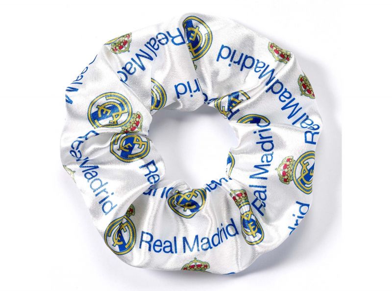 Real Madrid Crest and Cannon Hair Scrunchie Blue White